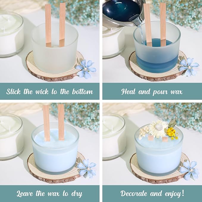 SUPMIND 16oz 3 Wick Candle Jars 6 Pack - Large Empty Frosted Glass Candle Making Jars with Bamboo Lids, with Stickers and Labels, Bulk Candle Containers for Making Candles