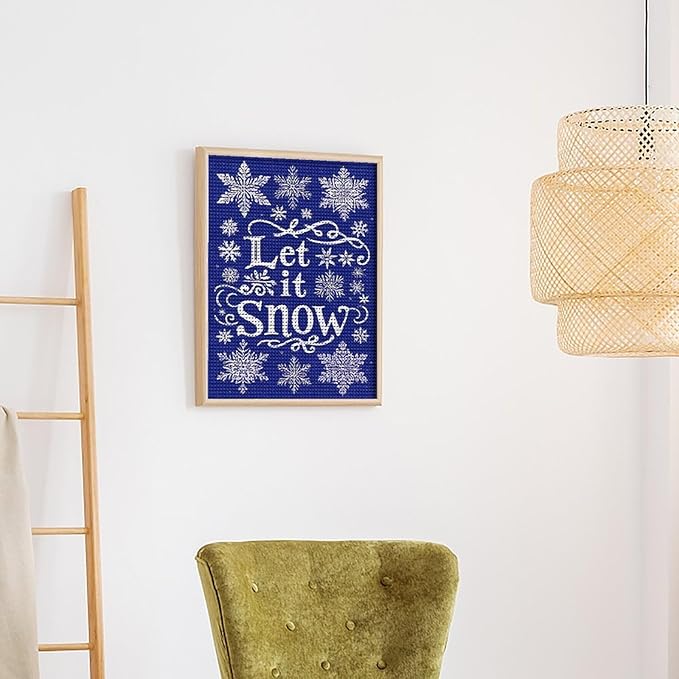 AIVKIEJK Diamond Painting Kits for Adults - Festive Snowflake Christmas Let It Snow Painting DIY 5D Full Drill Diamond Dots Paintings with Diamonds Gem Art and Crafts Home Decor 16"x20"