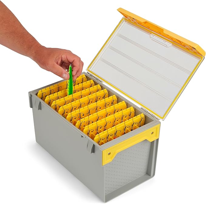 Plano EDGE Deep Hang Box, Stores 48 Crankbaits, with Rust-Preventive Rustricor, Dri-Loc Watertight Seal, WaterWick, DuraView Transparent Lid, Stackable Storage for Fishing Organization