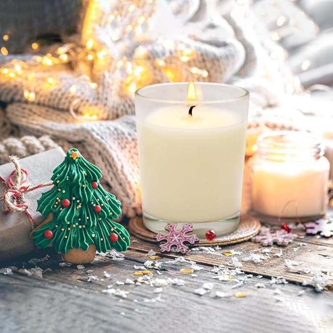 Set of 4 White Votive Candles for Home Décor Weddings Holidays Party and DIY, Unscented Soy Wax Candle Filled in Clear Glass