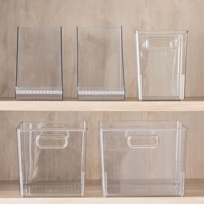 mDesign Plastic Storage Closet Organizer Bin, Container Bin for Entryway, Hallway, Linen, and Coat Closet - Organization for Clothing, Blankets, Toys, and Accessories, Ligne Collection, 4 Pack, Clear