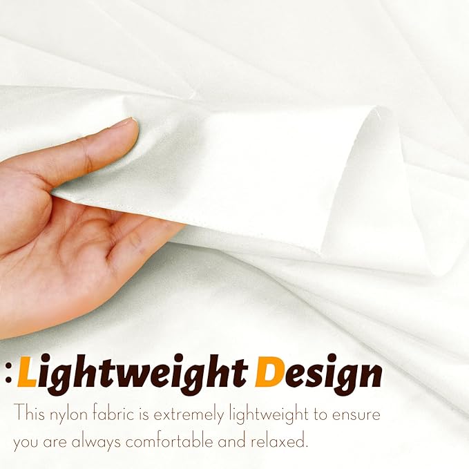 Vonty Waterproof Fabric Ripstop Nylon Fabric by The Yard - 60 Inch Wide(1 Yard), Water Proof White Fabrics Lightweight Kite Fabrics for Tent Bag Tarp DIY Craft Travel Outdoor
