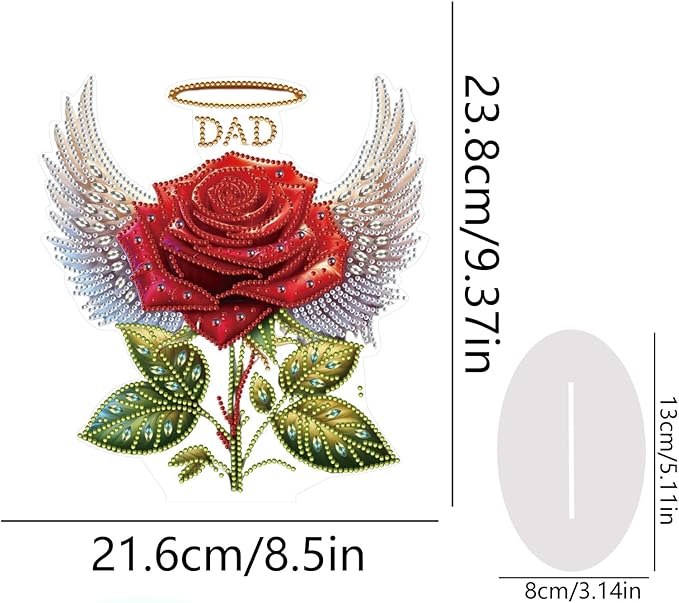 ARTopet DIY Diamond Desktop Ornament PET Irregular Shape Special Shaped Crystal Double Sided Pattern Single Sided Drill Diamond Art Painting Tabletop Home Ornaments Decor-Father's Day Roses