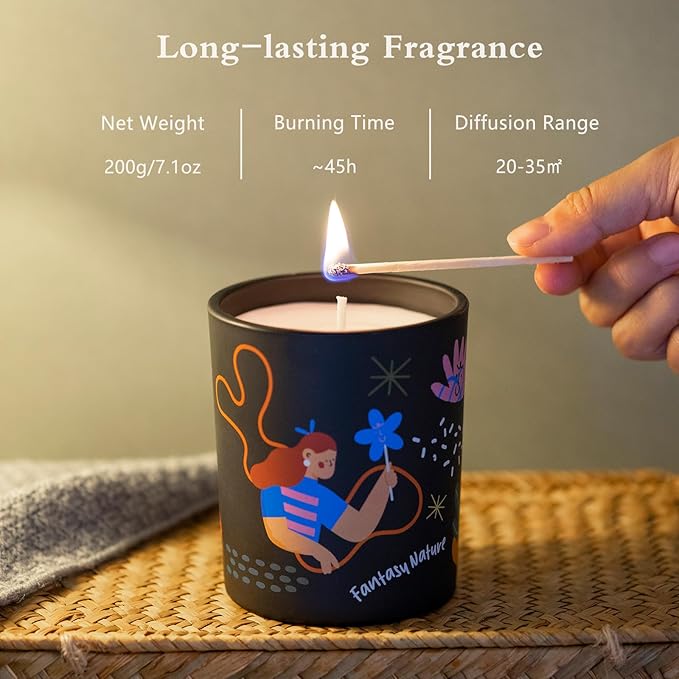Lamron Tomato Leaf Scented Candle - Fresh Garden Vine Aroma for Kitchen, Odor Eliminator, 7.1oz Natural Coconut Soy Wax, Unique Cute Birthday Gifts for Her & Mom