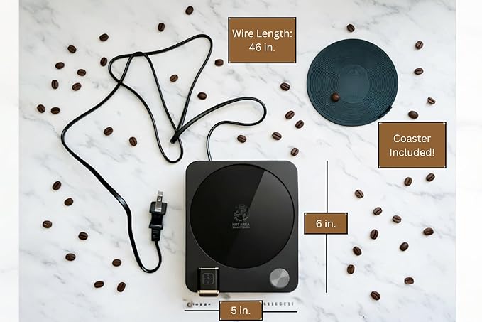 Coffee Mug Warmer for Desk, 40W Electric Cup Warmer with Digital Display, 9 Temp Settings, 1–12H Timer & Auto On/Off, LED Display Candle & Beverage Warmer Plate.
