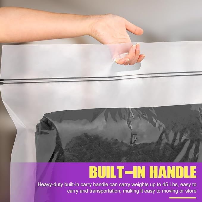 FURWEY 25 Gallon Extra Large Storage Bags 35”x 24”Resealable Clear Bags with Handle 4 Mil Thick Heavy Duty Big Bag for Clothes Pillow Travel Moving,Bedding,Shoes and Toys Storage, Pack of 3