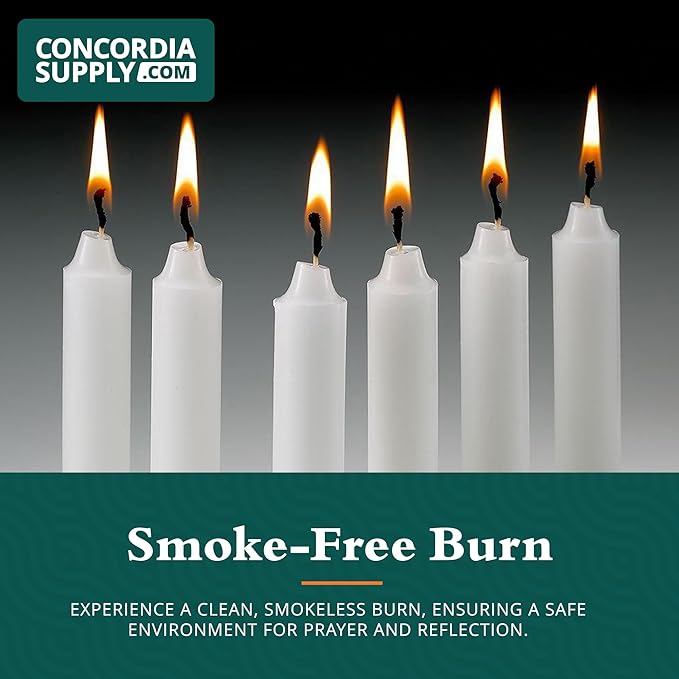 Concordia Supply Church Candles for Candlelight Service Vigil - 4.25" x 1/2" Bulk White Candles for Memorial, Congregational, Shabbat, Wedding, Communion, Baptism & Christmas Ceremonies - Box of 250