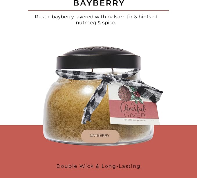 A Cheerful Giver — Bayberry - 22oz Mama Scented Candle Jar with Lid - Keepers of the Light - 125 Hours of Burn Time, Gift for Women, Green
