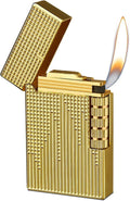 Unique Butane Lighter, MultiCut Geometric Design, Refillable Lighter Soft Flame, Flip-Top Metal Gold Side Wheel Frosted Pocket Lighter, Gifts for Men, Father, Husband (No Fuel)