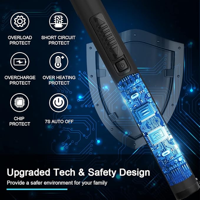 SUPRUS Electric Candle Lighter USB Type C Rechargeable Lighter Steel Shell & Hanging Hook with 360° Flexible Neck(Black, 3)