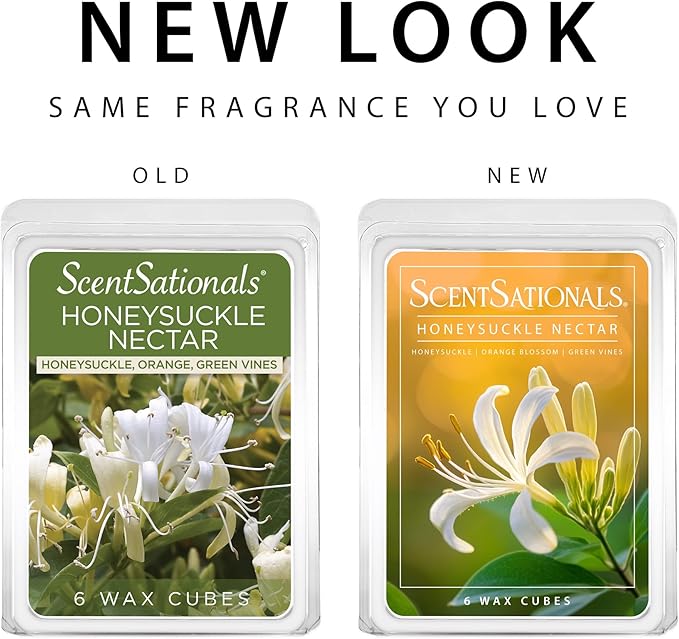 Scentsationals Wax Melts, Wax Cubes Strong Scent - Honeysuckle Nectar - Long Lasting Scented Melts for Warmer, 10oz (24-Cubes)