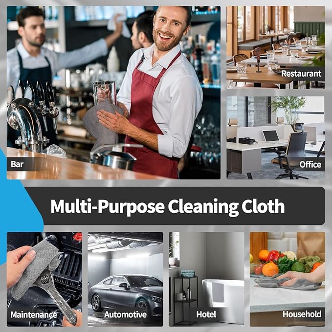 FIXSMITH Grey Microfiber Cleaning Cloth -Pack of 12, Highly Absorbent Cleaning Rags, 16"X12" All Purpose Cleaning Towels for Housekeeping, Kitchen, Car, Lint Free and Reusable Microfiber Towels