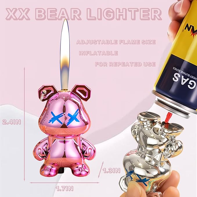 Cute Animal Soft Flame Lighter Cool Creative Design Lighters Butane Refill，Kawaii Cartoon Lighter Accessories，Unique Keychain Lighters for Women Birthday Candles BBQ (Without Butane Gas） (16)