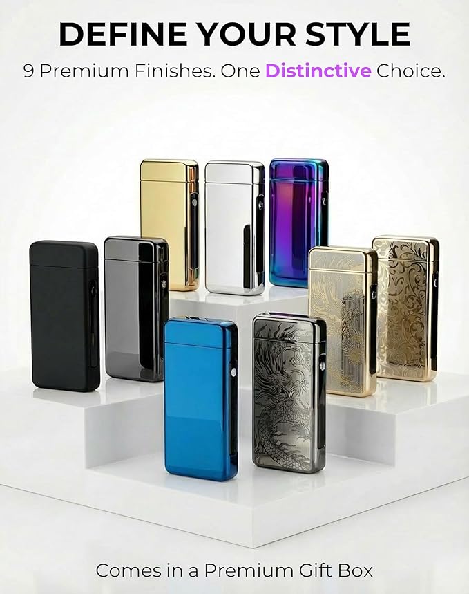 Electric Lighter USB Rechargeable Plasma Lighter, with Windproof High Power Arc Mirror-Polished Metal Ice Touch Surface, with Gift Box, for Outdoor Travel Grill BBQ Candle (Magic)
