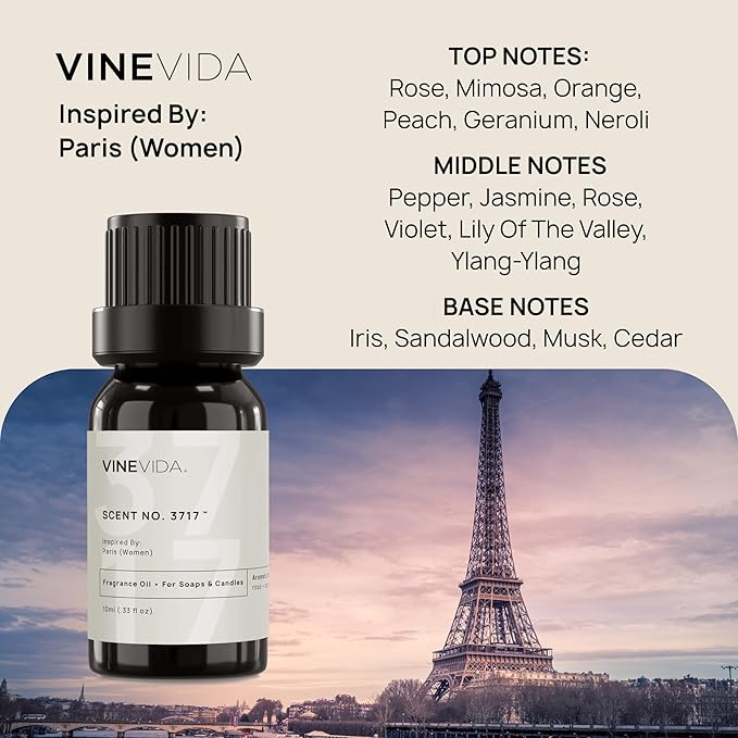 VINEVIDA [0.33 Oz] Inspired by: Paris (Women); Fragrance Oil for Candle Making and Soap Making - Premium Candle Scents for Soy Candles