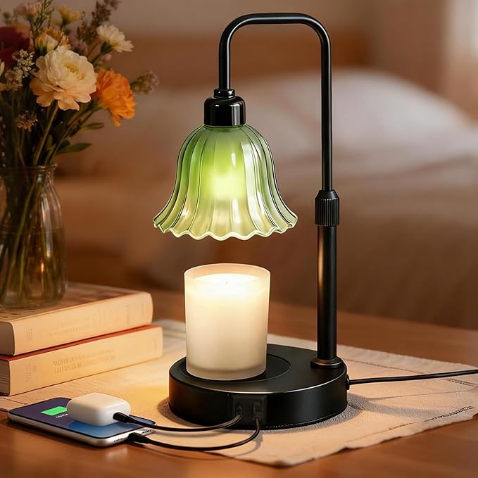 DomeStar Flower Candle Warmer Lamp, Adjustable Height Wax Melting Unique Lamp with Timer & Dimmer, Vintage Bedroom Decor for Scented Jar Candles - Ideal for Housewarming Birthday Valentine's Day Gifts