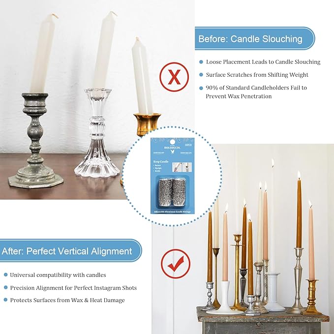 Taper Candle Fittings Protective Candle Holder Liner for Upright Candles Aluminum Foil Candle Holder for Wedding Holiday Party Church Home Decoration 60x