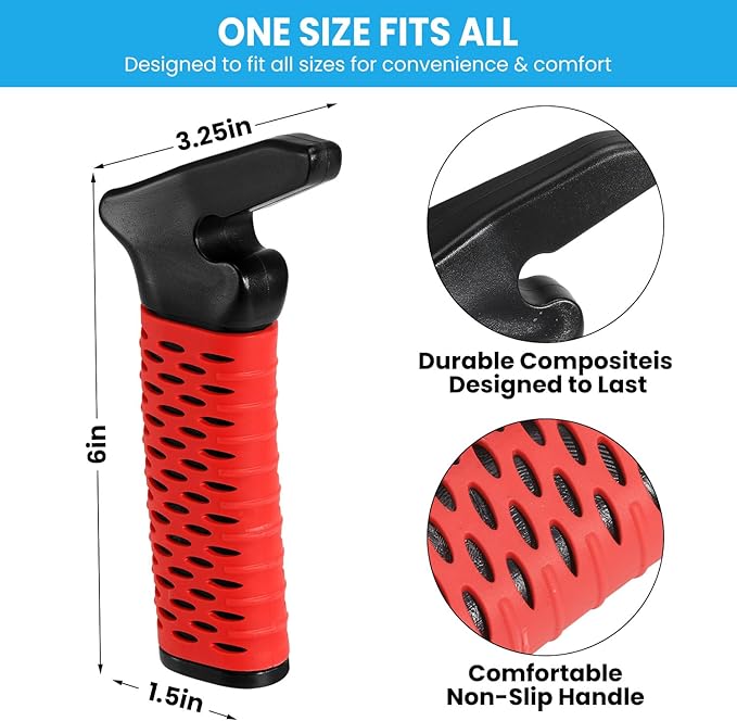 CAidRE Car Door Handle for Elderly, Car Handle Assist Support, Portable Elderly Assistance Mobility Aids Auto Grab Cane with Strap for Seniors and Handicapped Getting Out of Car, Red, 2 Pack
