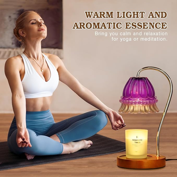 Funistree Flower Candle Warmer Lamp with Timer, Wax Warmer, Height Adjustable, Birthday Gifts for Women, Mom, Sister, Candle Lamp Warmer Gifts, Electric Dimmable Candle Warmer, Vintage Home Decor