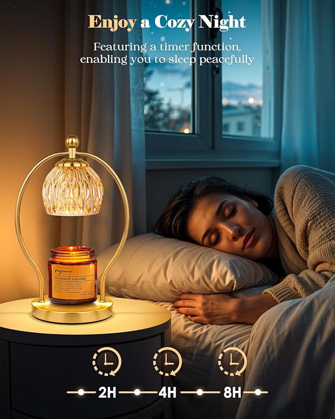 Candle Warmer Lamp, Dimmable Candle Warmer with Timer, Vintage Candles Wax Warmers for Jar Candles Birthday Gifts for Women Mom, New Home Decor for Bedroom Living Room, Gold