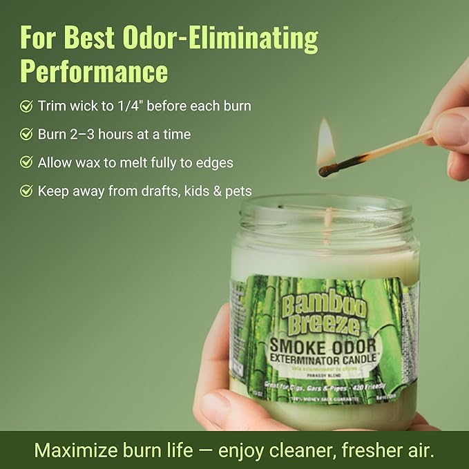 Smoke Odor Exterminator 13oz Jar Candle, Bamboo Breeze