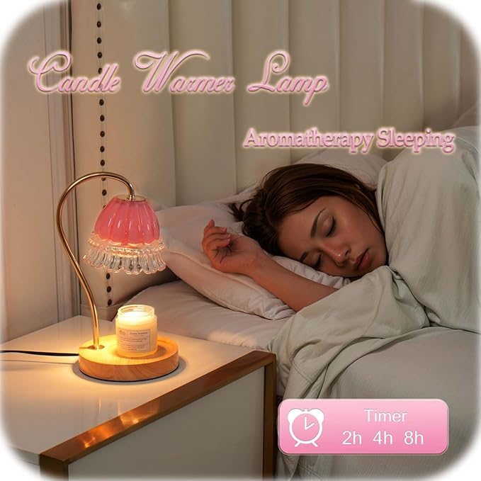 Candle Warmer Lamp with Timer Dimmer, Wax Warmer Lamp for Jar Candles with 2 Bulbs, for Women Mom, Best Valentine's Day and House Warming Gift New Home Decor