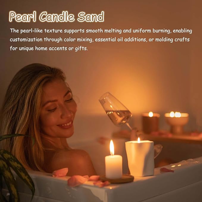 MECCANIXITY Pearled Sand Candles with 30 Pcs Wicks 14Oz / 400g Candle Beads Refillable Powder Sand Wax Making Kit for Thanksgiving Christmas Wedding Party DIY Home Crafts, Red
