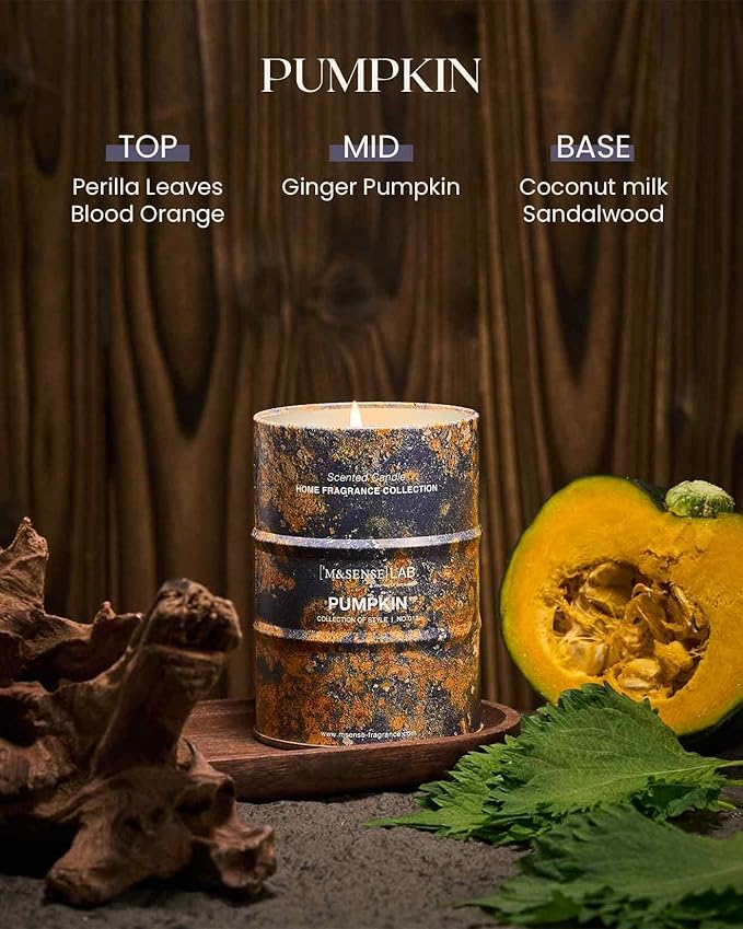 M&SENSE Spring Candle, Pumpkin Scented Candles Christmas Decor, Natural Non Toxic, Aromatherapy Candle for Stress Relief Meditation Relaxing, Housewarming Gifts for Women Men, 11.3oz