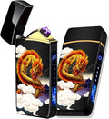 Arc Lighter, Smart Electric USB Rechargeable Lighter Windproof Flameless Lightweight Plasma for Fire,BBQs,Fireworks,Candle,Camping-Outdoors Indoors (T3-Black Printed Dragon)