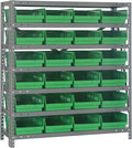 Quantum Storage Systems 1239-107GN Steel Shelving Unit with 4" Shelf Bins, 12" D x 36" W x 39" H, Green