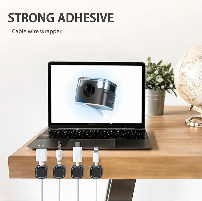 6 Pack Magnetic Cord Organizer & Cable Clips - Adjustable Under Desk Cable Management, Adhesive Wire Holder for Home, Office, Phone, Car, Wall, and Nightstand (Black)