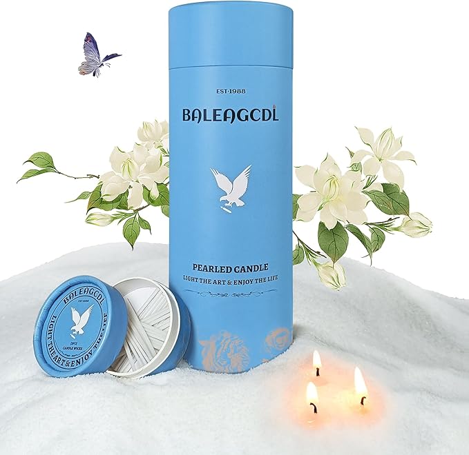 Pearled Candle 18 Oz with 30 Wicks - Gardenia Scented Sand Candles White Refillable Wax Lasts up to 120 Hours - Smooth and Clean Burning for Candle Making