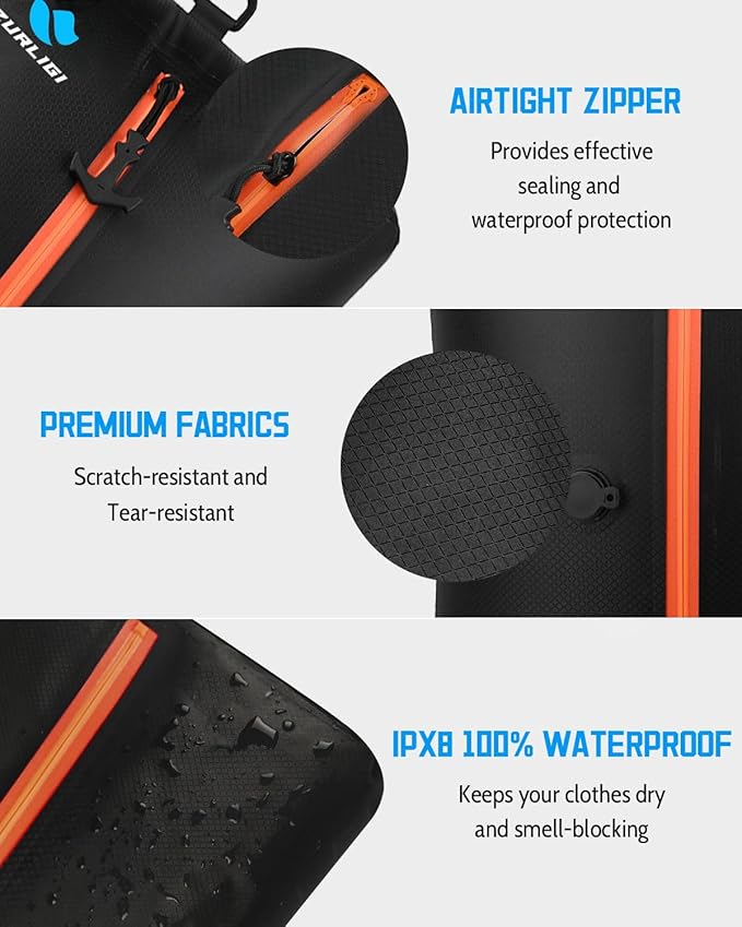 Zurligi Travel Vacuum Compression Bags with Removable Handle & Mini Pump – 39L Reusable IPX8 Waterproof Vacuum Packing Cubes, Vacuum Seal Bags for Clothes, Suitcase & Backpack(1-Pack Black)