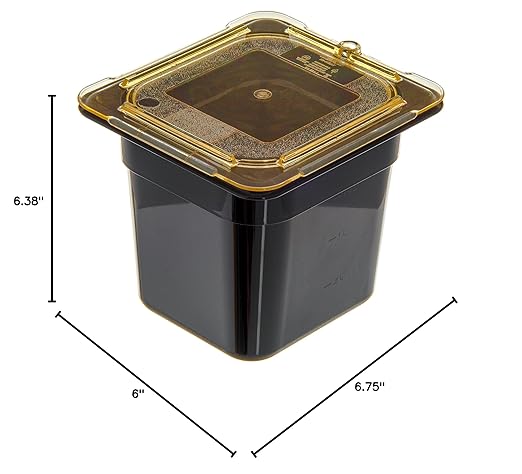 Carlisle FoodService Products Storplus High Heat Food Pan, 1/6 Size, 6 Inches Deep, Black, 2.35 L Capacity, High Heat Plastic, Unfinished, Cooking Pan, No Lid, No Components Included (Pack of 6)