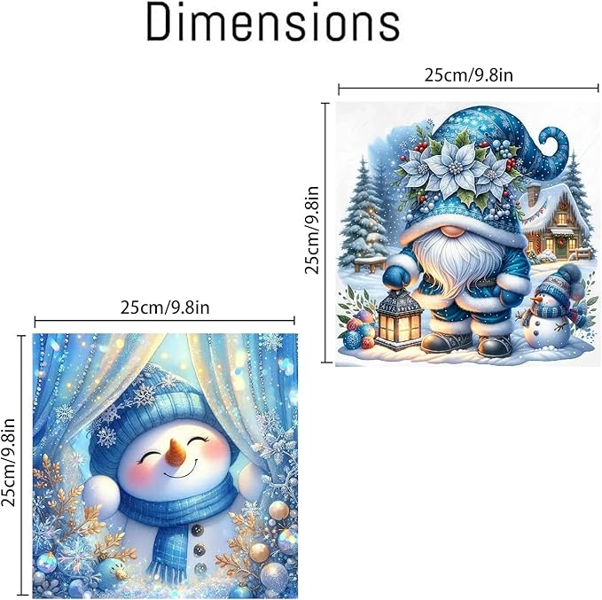 2 pack Christmas Paint by Numbers Kit for Adults Beginner with Framed,Snowman Easy Adult Paint by Number Kits on Canvas DIY Painting for Beginners Art by Numbers for Home Wall Decor 10x10 Inch