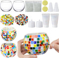 2 Set Glass Mosaic Candle Holder Kit Include Tea Light Holder, Glass Mosaic Tiles DIY Crafts Creativity Handmade Artwork for Adults Home Lighting Decor(Rainbow Theme)