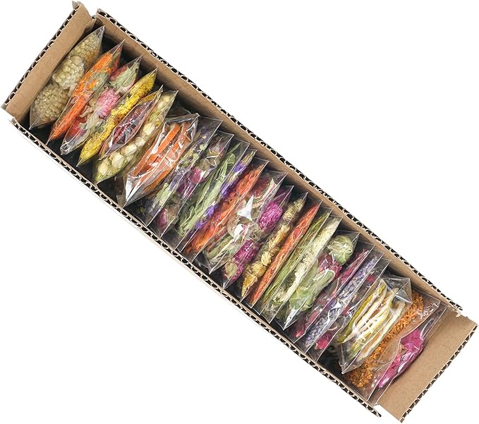 Natural Dried Fruit and Flower Kit for DIY Crafts - 25 Bags, Ideal for Soap Making, Candle Making, Resin Jewelry, Bath Bombs, and Nail Art - Includes Rose Petals, Rosebuds, Lilium, Jasmine, and More