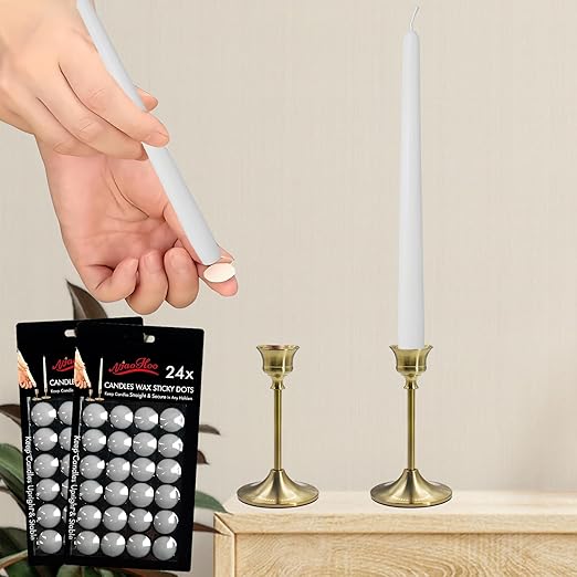 NJAO HOO Candle Sticky Dots Candle Adhesive Taper Candle Accessories Candle Wax Dots Round Double Sided Adhesive Small Candle Accessories(48 Dots)