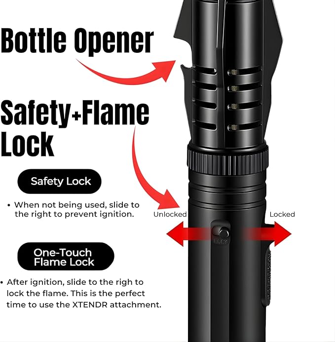 Torch Extendable 3 Feet Extra Long Flame Ignitor for Fireplace Stove Candle Lighter for Pilot Light, Grilling, Camping Firepit, Kitchen, Outdoor BBQ (Silver)