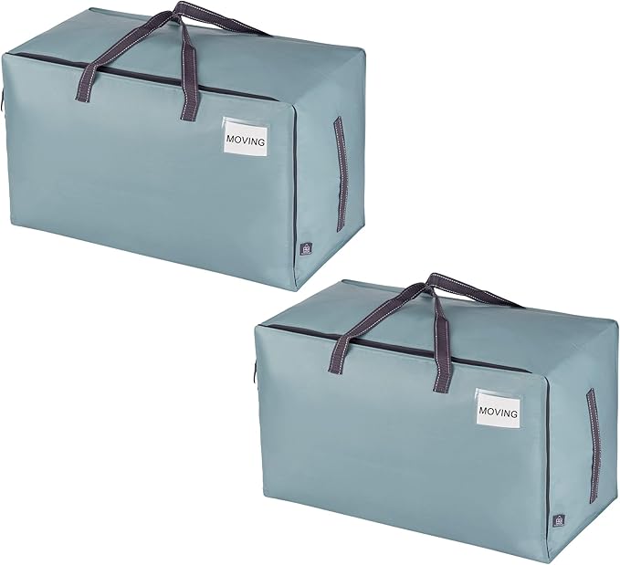 VENO 2 Pack Extra Large Heavy Duty Moving Bags with Wide Opening & Reinforced Handles, Reusable Storage Tote Bags with Strong Zippers for Clothes, College Dorm Essentials & Moving Supplies