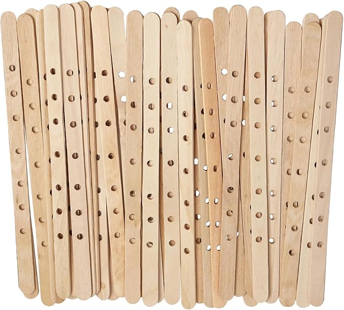 50Pcs Wooden Candle Wick Holders Candle Wick Bars Wicks Centering Device Wick Holders for Candle Making, Large, Multiwick Candles Arts Crafts Candle Making Wicks Candle Making