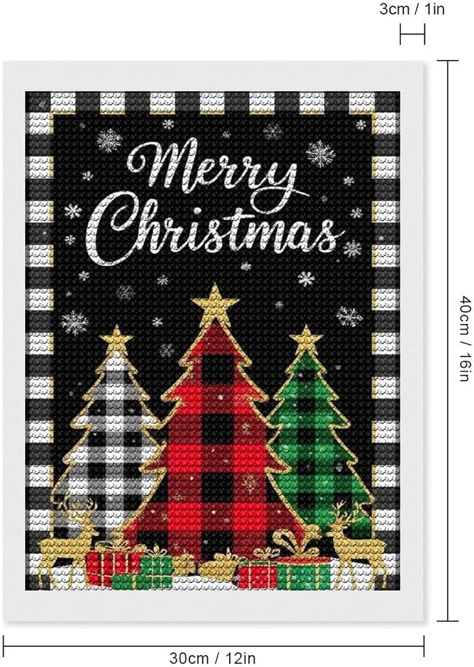AIVKIEJK Diamond Painting Kits for Adults - Merry Christmas Tree Holiday Painting DIY 5D Full Drill Diamond Dots Paintings with Diamonds Gem Art and Crafts Home Decor 12"x16"