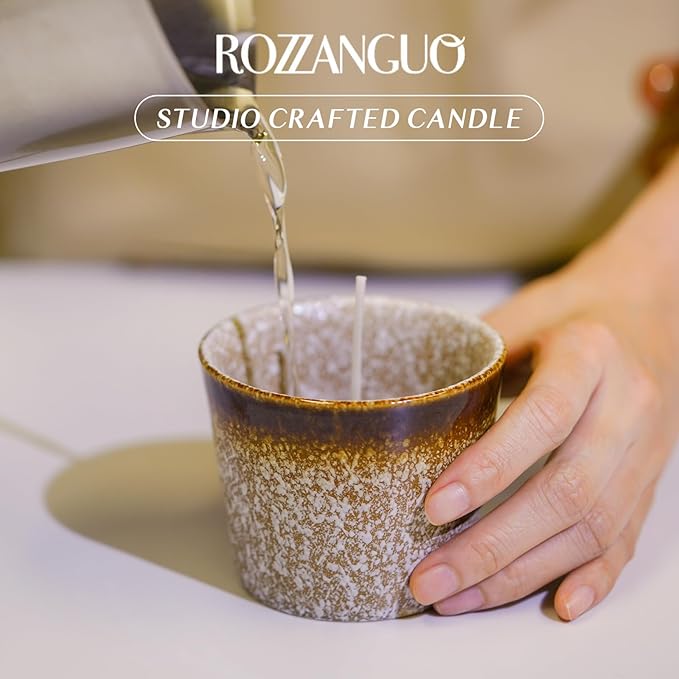 Luxury Textured Ceramic Jar Scented Candle | Non Toxic 100% Natural Coconut & Soy Wax Blend Cotton Wick | 5.2oz | Hand Poured Highly Scented Long - Lasting | Women & Men | (Olive Leaf & Oud)