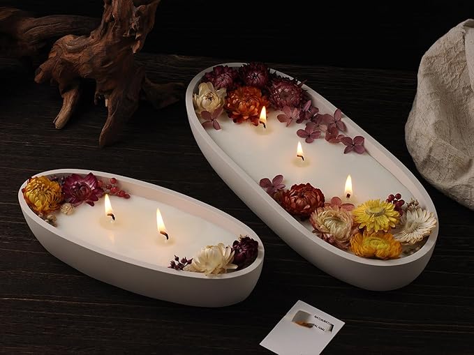 Oval Candle Boat Jar Molds, Creative Silicone Vessels Pot Molds, Concrete Container Storage Tray Making Moulds for Storage Holder Jewelry Box Vase Aroma Cup (S)