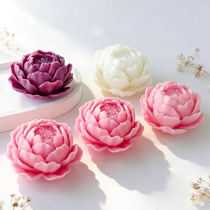 Petal Flower Rose Peony Tulip Cylinder Candle & Resin Mold - Resin Casting Silicone Molds for Home Decor & Candle Making Wave Spiral Mold
