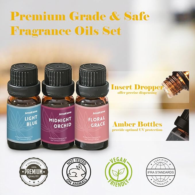 AmaKane Feminine Fragrance Oils, Women Essential Oils, Fragrance Oil for Candle Soap Making, Diffuser Oils Scents 6x10ml, BlackBerry& Bay, Midnight Orchid, Floral Grace, Miss Coco and More