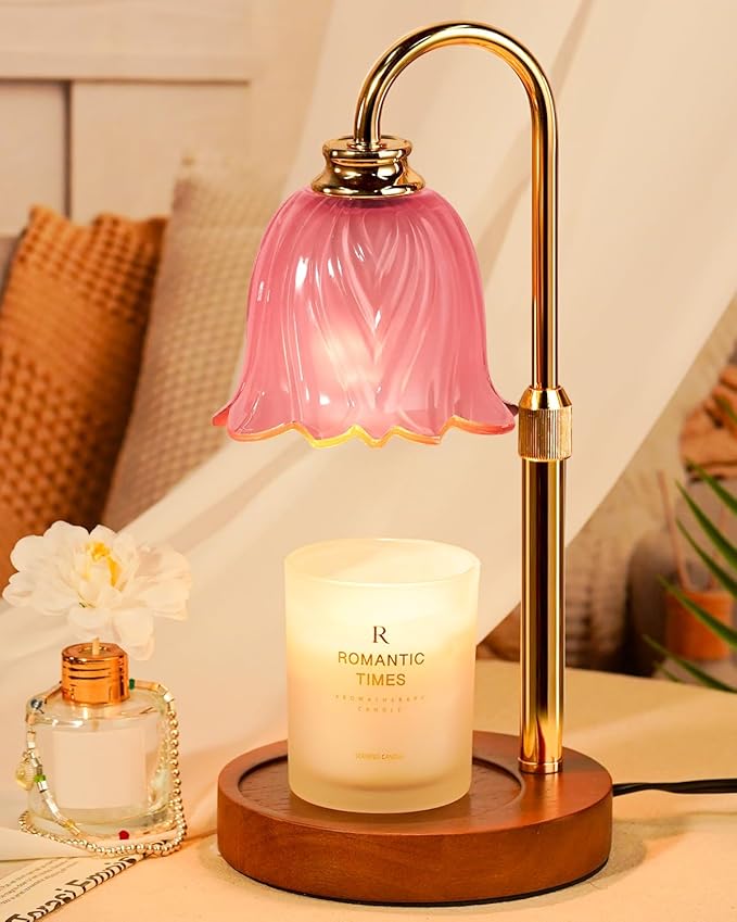 Candle Warmer Lamp, Gold Candle Lamp Warmer with Timer & Dimmer with 2 Bulbs, Birthday Gifts for Women Mom, New Home Bedroom Decor, Height Adjustable