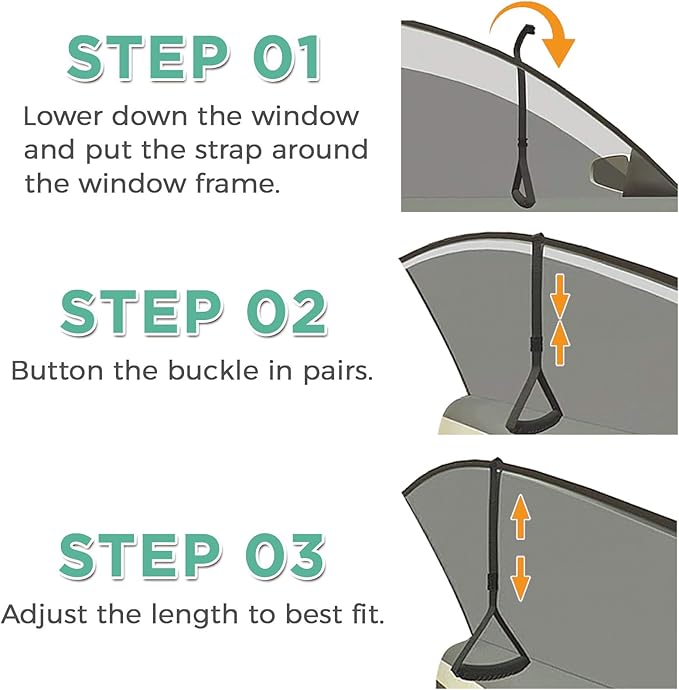 Automotive Standing Aid Safety Grab Handle Adjustable Vehicle Support Strap Portable Nylon Car Assist Device Grip Handle for Elderly, Disability