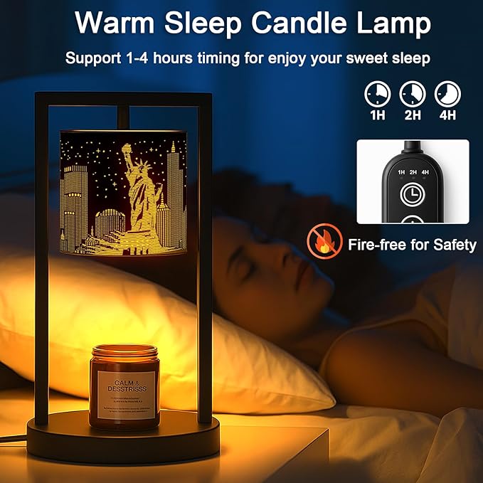 Candle Warmer Lamp with Timer Wax Melt Warmer for Scented Jar Candles Candle Lamp Warmer Gifts for Mom Christmas Gift, House Warming Gifts New Home Office Dorm Room Fall Decor (Statue of Liberty)