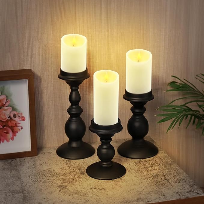 ALED LIGHT Real Wax Rechargeable Candles Flickering Realistic,Warm White Flameless Candles Rechargeable with Remote for Home Decor Idea Gift，Pack 3(D 3”X H 4”5”6”)